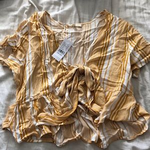 NWT Tie Front Yellow Striped Top